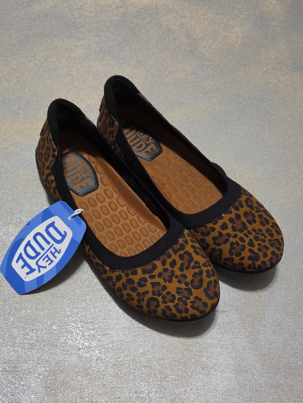 Hey Dude Women's Leopard Print Ballet Flats - Brown with Black Trim
